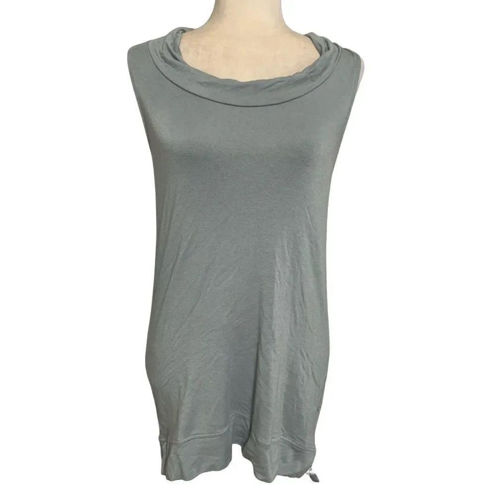 lou grey womens solid light blue tunic Round Neck tank top xs